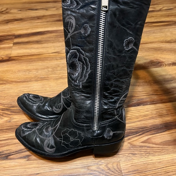 Old Gringo Shoes - Old Gringo Razz Boots Women's 6.5B Black Gray Leather Floral Distressed Cowboy